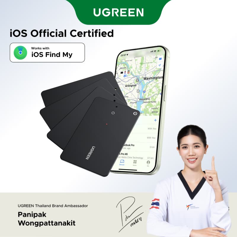 Ugreen SmartTag อุปกรณ์ติดตามอัจฉริยะ สําหรับ IOS Find My APP เตือนใจป้องกันการสูญเสียโดยอัตโนมัติ…