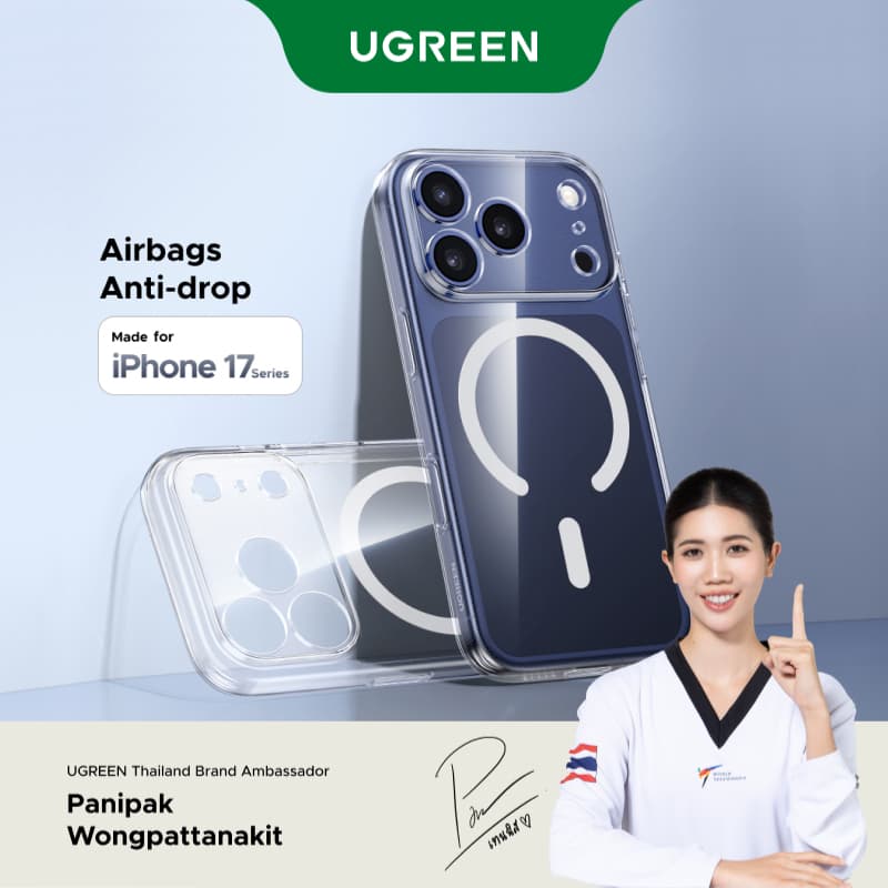 UGREEN เคสโทรศัพท์แม่เหล็กแบบใส พร้อมความคุ้มครองปุ่ม สําหรับ iPhone 17 Air iPhone 17 Pro Max iPhone 18 Pro…