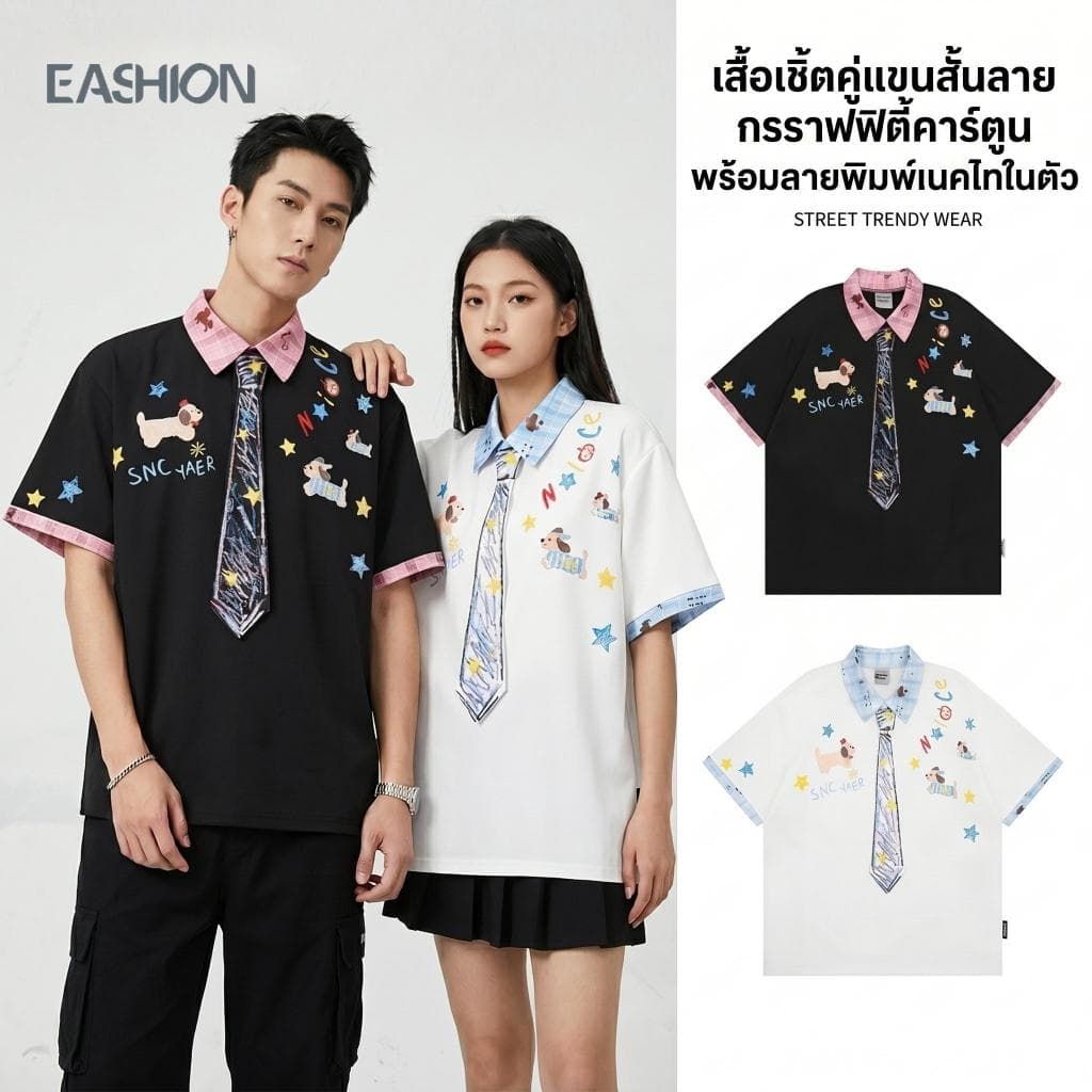 เสื้อโปโลเกาหลี ทําจากผ้าฝ้ายและผ้าโพลีเอสเตอร์ แขนสั้น ปกน่ารัก ทรงหลวม สไตล์โอทดและสวมใส่ในชีวิตประจําวัน