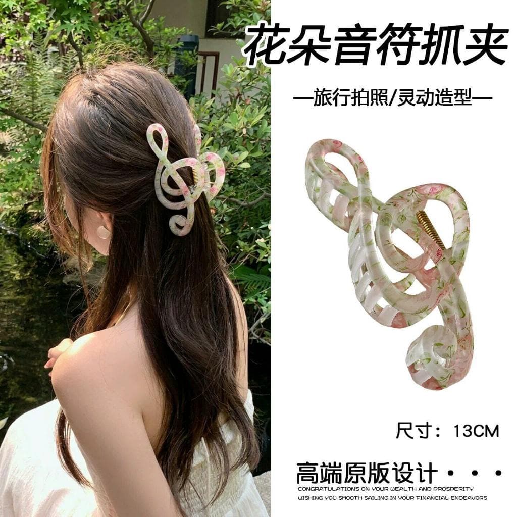 คลิปหนีบผมฝรั่งเศส สีชมพู มีลายดอกไม้ สําหรับแต่งสไตล์หวานๆ