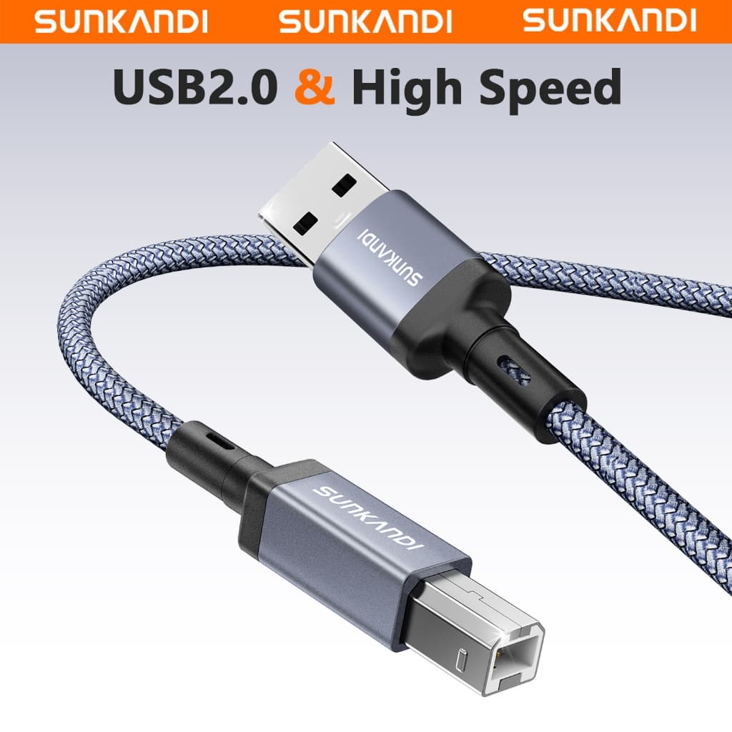 SUNKANDI สายเครื่องพิมพ์ USB USB A 2.0 Male to USB B Male 480Mbps สําหรับแล็ปท็อปคอมพิวเตอร์