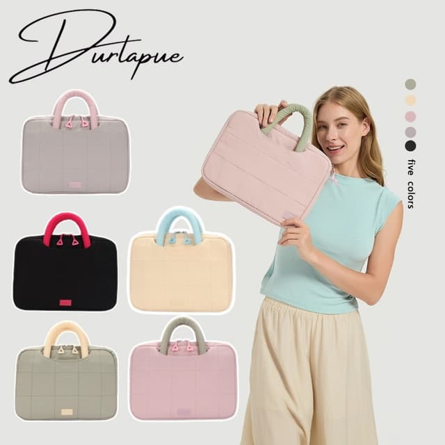 Durlapue-กระเป๋าใส่แล็ปท็อปถือมือ ผ้านุ่มหนากันกระแทก กันรอย สไตล์มินิมอลน่ารักสําหรับผู้หญิง…