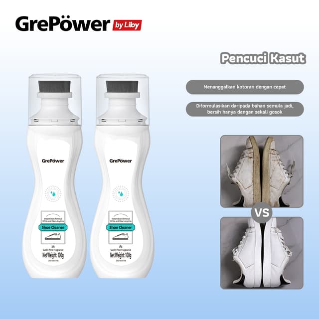 GrePower โฟมซักรองเท้า 100ml น้ํายาล้างรองเท้า มีแปรงในตัว ซักแห้งรองเท้า ซักรองเท้าผ้าใบ