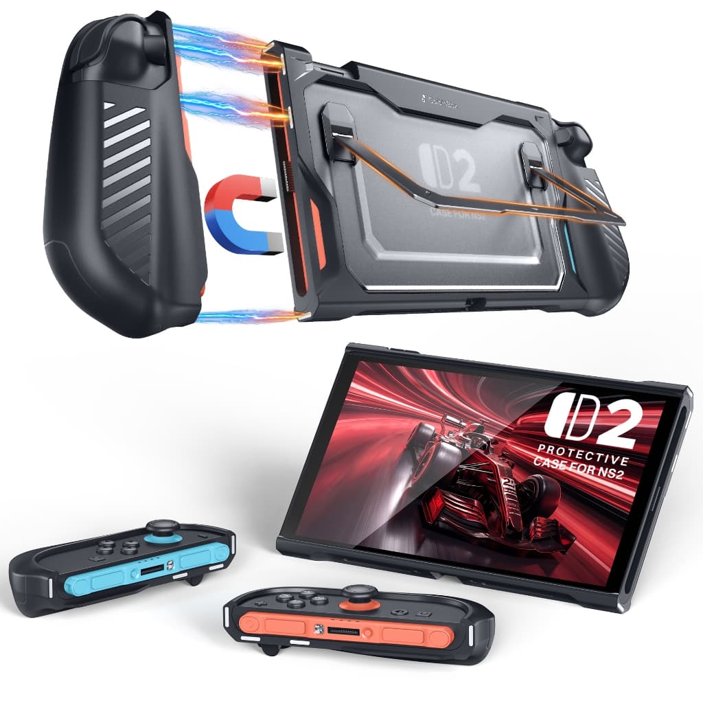 GolbinBox Magnetic Split Case สําหรับ Nintendo Switch 2 พร้อมขาตั้ง | ฝาครอบป้องกันแบบไม่มีบานพับพร้อมขาตั้งอล…