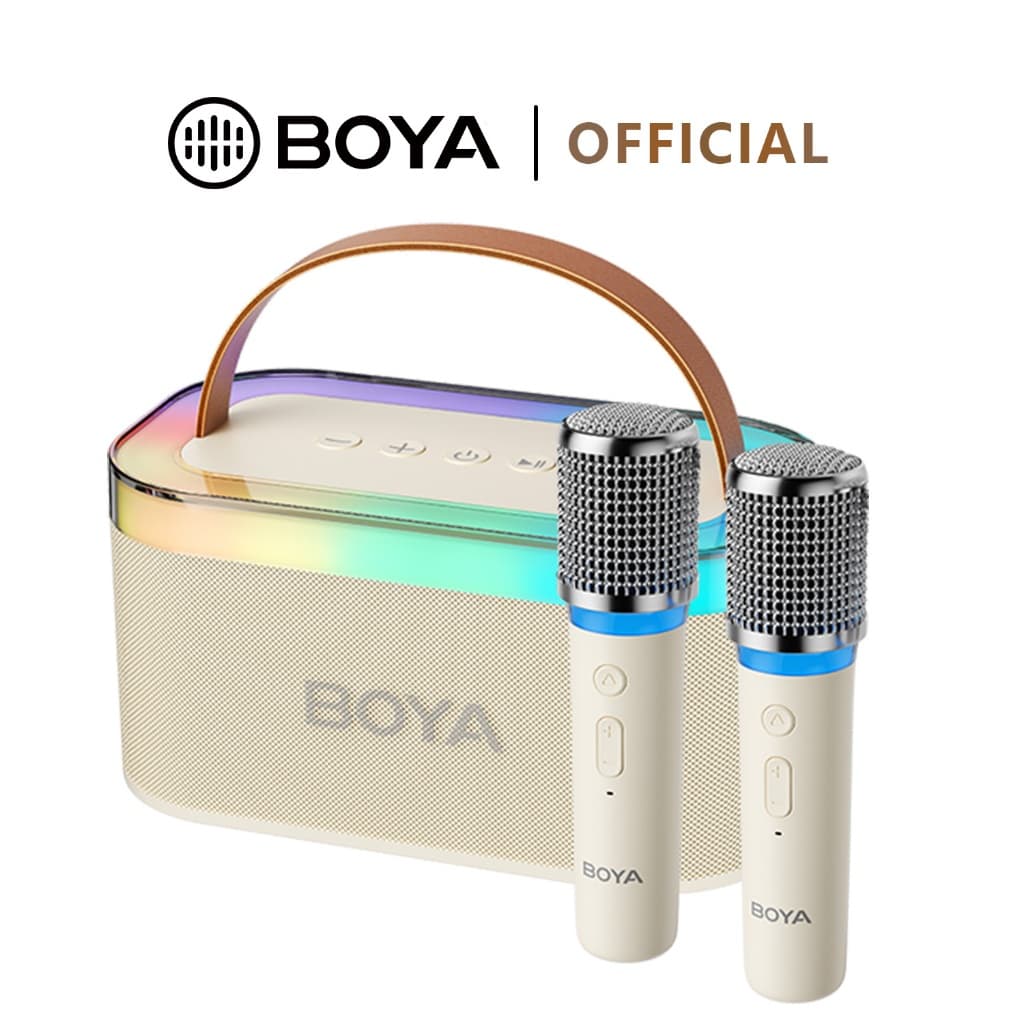 BOYA KM6 ไมค์ไร้สาย บลูทูธ RGB ไมค์คาราโอเกะ ลําโพงบลูทูธพร้อมไมค์ ลําโพงลาก KTV 3D สเตอริโอ