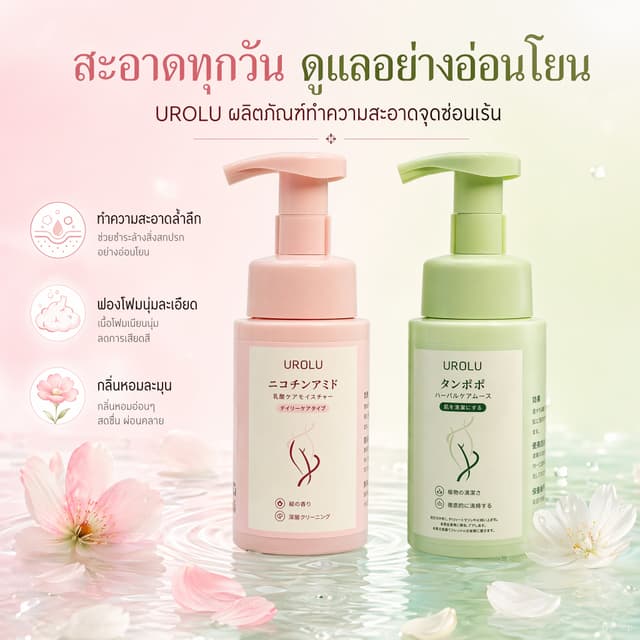 UROLU โฟมล้างจุดซ่อนเร้น สูตรอ่อนโยน ลดกลิ่นอับ ใช้ได้ทุกวัน ฟองนุ่มละเอียด