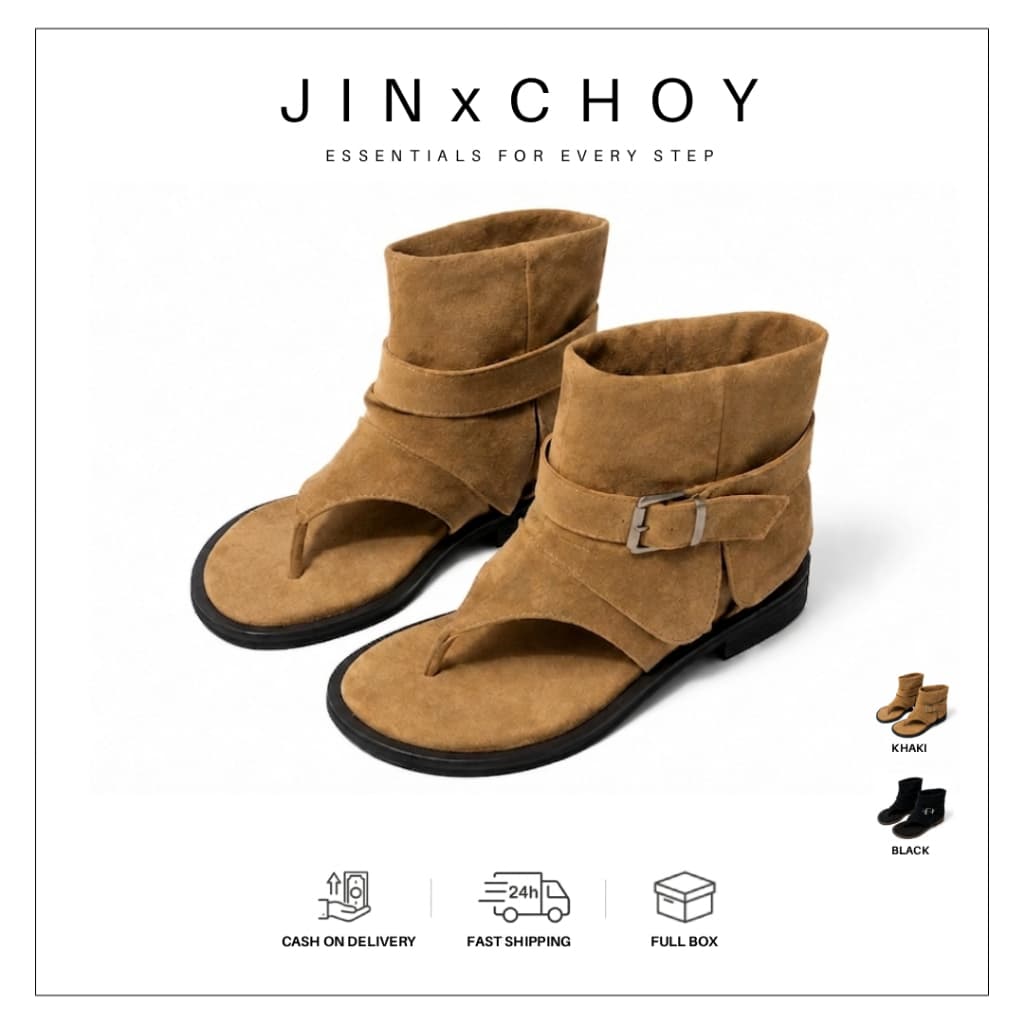 JINxCHOY Retro Suede Platform Sole Flip-Flops รองเท้าแตะรองเท้าแตะรองเท้าแตะแฟชั่น Casual Outdoor Wear…