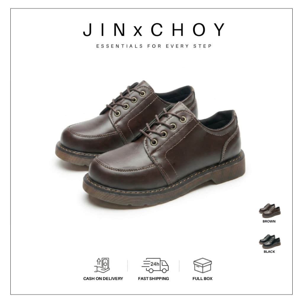 JINxCHOY รองเท้าหนังผูกเชือกย้อนยุคสไตล์วิทยาลัยฤดูใบไม้ผลิและฤดูใบไม้ร่วงสไตล์ฮ่องกงแมทช์ลุคง่าย Mary Jane…