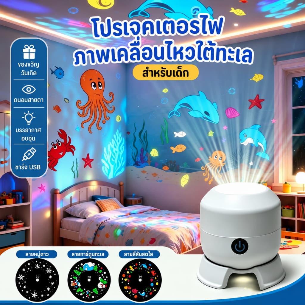 ไฟดาว /โคมไฟโปรเจคเตอร์/กาแลคซี่/โคมไฟโปรเจคเตอร์ดาวพร้อมลําโพงบลูทูธ ควบคุมง่าย ใช้งานสะดวก