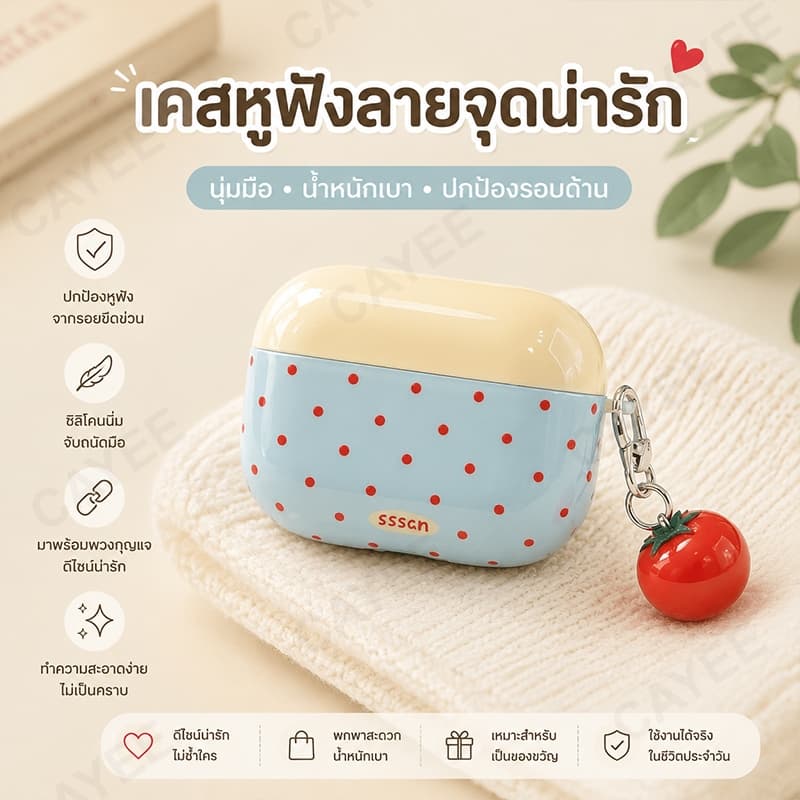 ในไทย ซิลิโคน เคสหูฟังไร้สายบลูทูธ (เคสป้องกัน AirPods4) เคสป้องกันสไตล์สไตล์เกาหลีเหมาะสําหรับ…