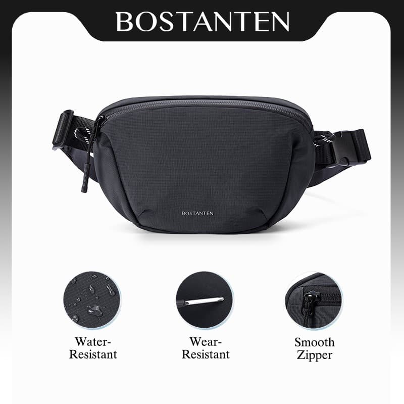 BOSTANTEN Jet กระเป๋าคาดเอวผู้ชาย กันน้ํา น้ําหนักเบา มินิมอล ช่องซิปหลัก ใส่ของพอดี เหมาะเดินทาง