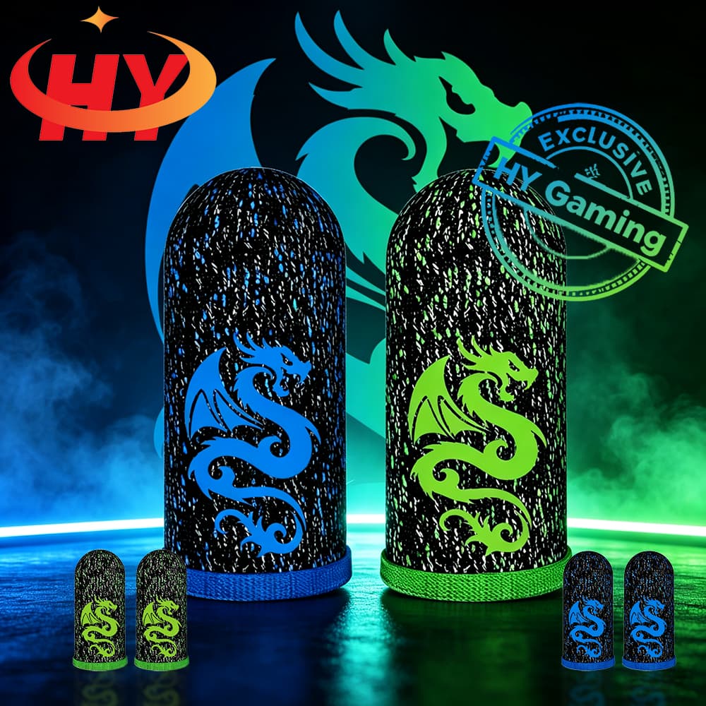 HY Fly Dragon Gaming Finger Sleeves Breathable ปลายนิ้ว Sweatproof Anti-slip ปลายนิ้วฝาครอบ Thumb…