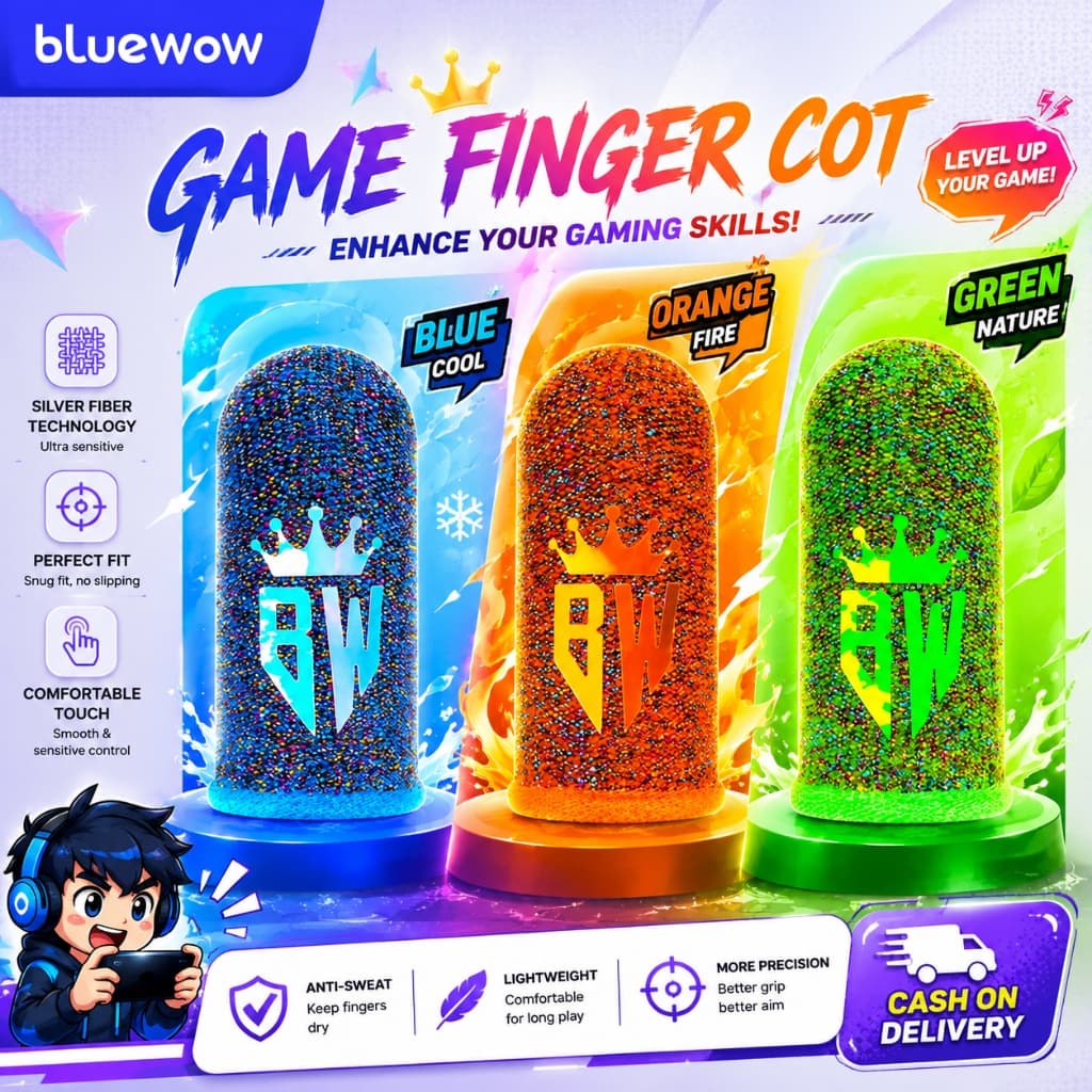 BlueWow ปลอกสวมนิ้วเล่นเกมเรืองแสงในที่มืดเหมาะสําหรับนิ้วเล่นเกมแบบสัมผัสและนิ้วหัวแม่มือ กันเหงื่อ…