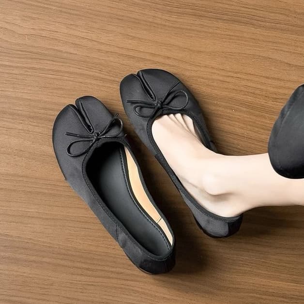 FANCYLEE ขนาดใหญ่ขนาดภาษาฝรั่งเศสคําแยก-Toed Pig Hoof รองเท้าบัลเล่ต์,ซาติน Retro ส้นหนาปั๊มรองเท้า Mary…