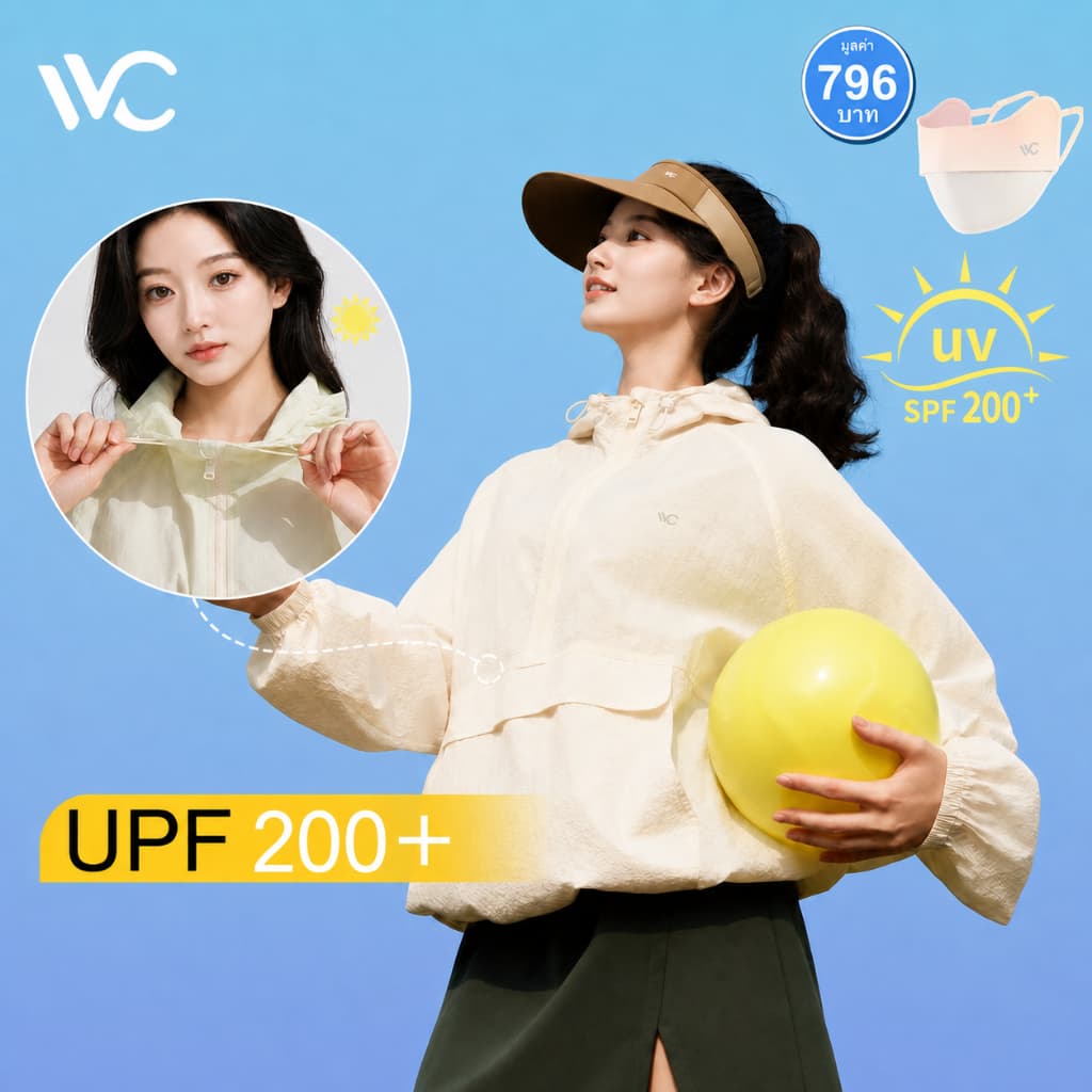 VVC AirFlow Lite UV Cooling Jacket เสื้อฮู้ดกันแดดรุ่นเบาสบาย - ผ้าซิลค์เย็น ระบายอากาศดี ใส่คู่กันได้ UV…