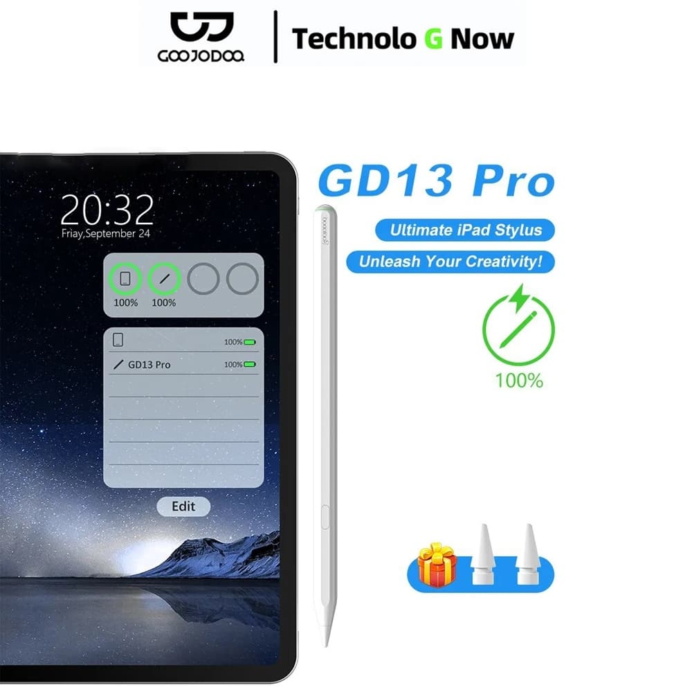 GOOJODOQ GD13 Pro ปากกาสไตลัส iPad ชาร์จไร้สาย กันฝ่ามือ แท้ ใช้กับ iPad 10/9/8/Air 5/Pro 11(2018-2022)/12.9…