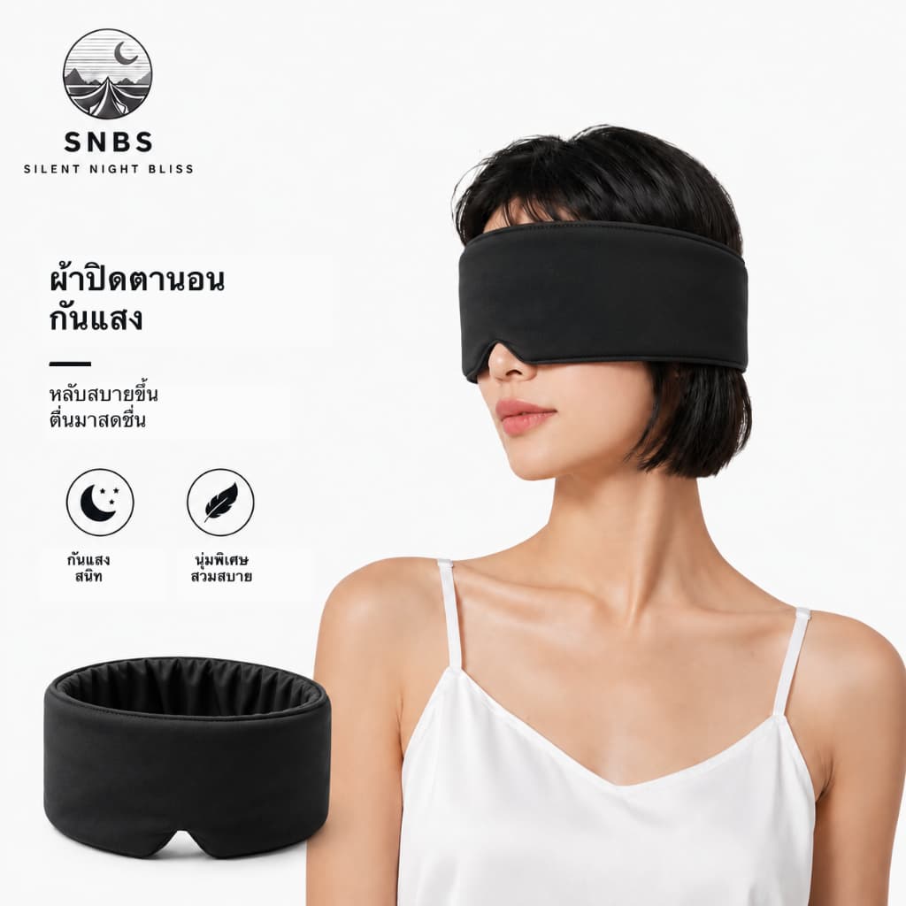 SNBS Sleep Eye Mask Light Blocking, เป็นมิตรกับผิวด้านข้าง, สายรัดปรับได้, ผ้าระบายอากาศแบบนุ่ม