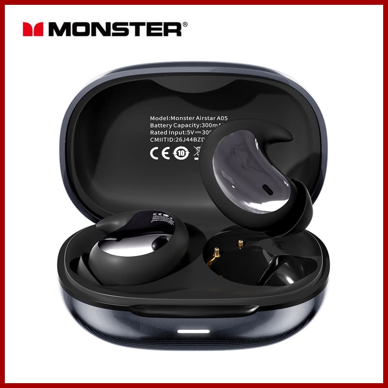 Monster A05 Mini Sleep หูฟังบลูทูธ ระบบตัดเสียงรบกวนแบบไมโครโฟนคู่ Bluetooth 6.0 นอนด้านข้างไม่กดหู