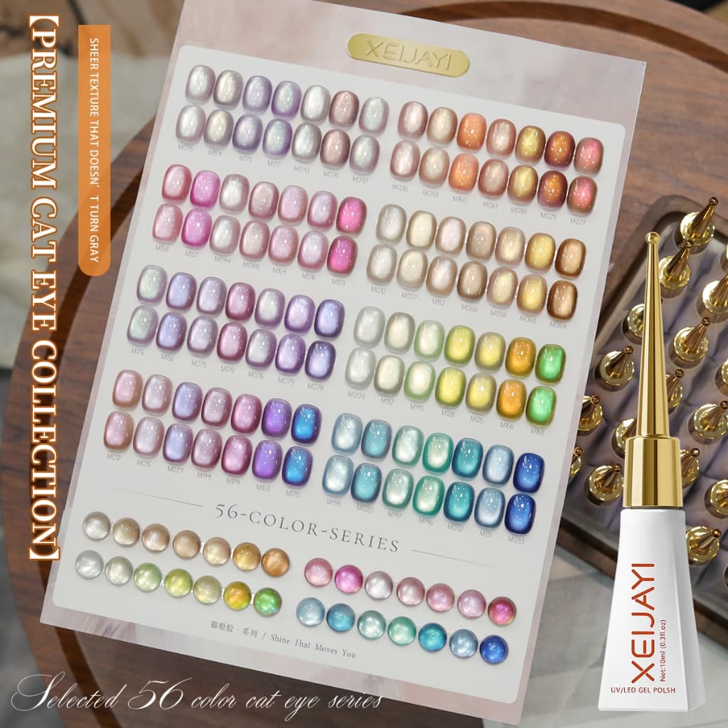 XEIJAYI 10ml-สไตล์ใหม่ 56 สีCat Eye Gelยาทาเล็บ,Nudeแชมเปญสีชมพูสีม่วงฟ้าหลายสีตัวเลือก,เหมาะสําหรับเล็บDIY
