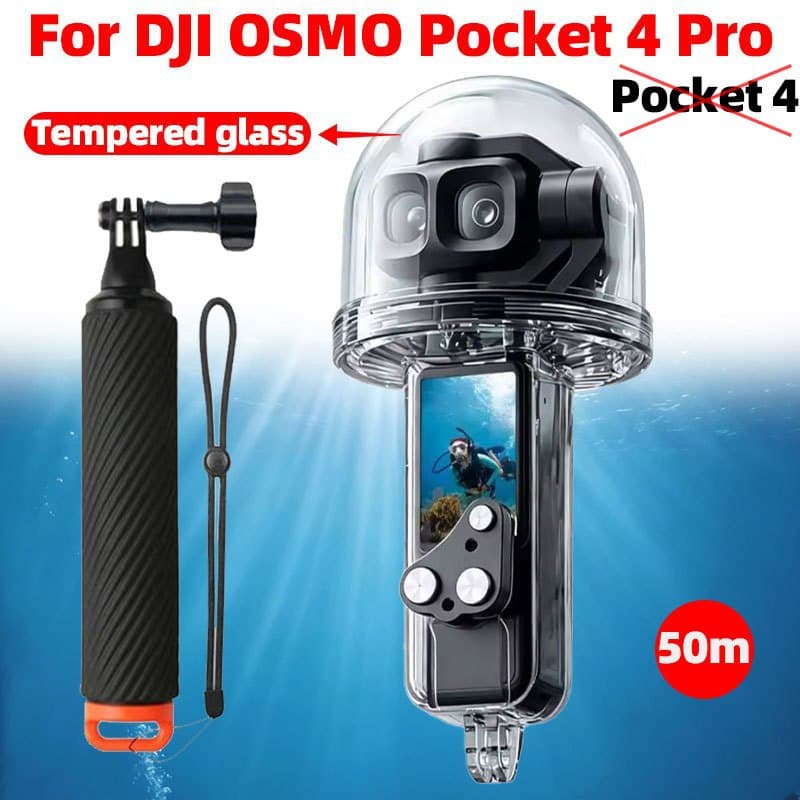 เคสกันน้ําสําหรับ DJI Osmo Pocket 4 Pro กล้องแก้วดําน้ํากรณี 50M ดําน้ําใต้น้ําเกราะป้องกันกระเป๋า 4P Dive…