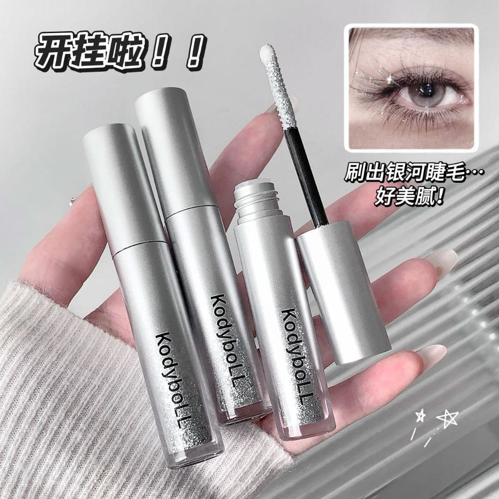 KodyboLL Galaxy Sparkle Glitter มาสคาร่า Silver Diamond Shimmer Lash มาสคาร่ายาวสวมใส่ Sparkly Eye…