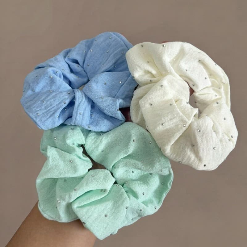 ผู้หญิง Blue Series ผมผูกเชือกผม Scrunchies ยางหางม้าเครื่องประดับผม