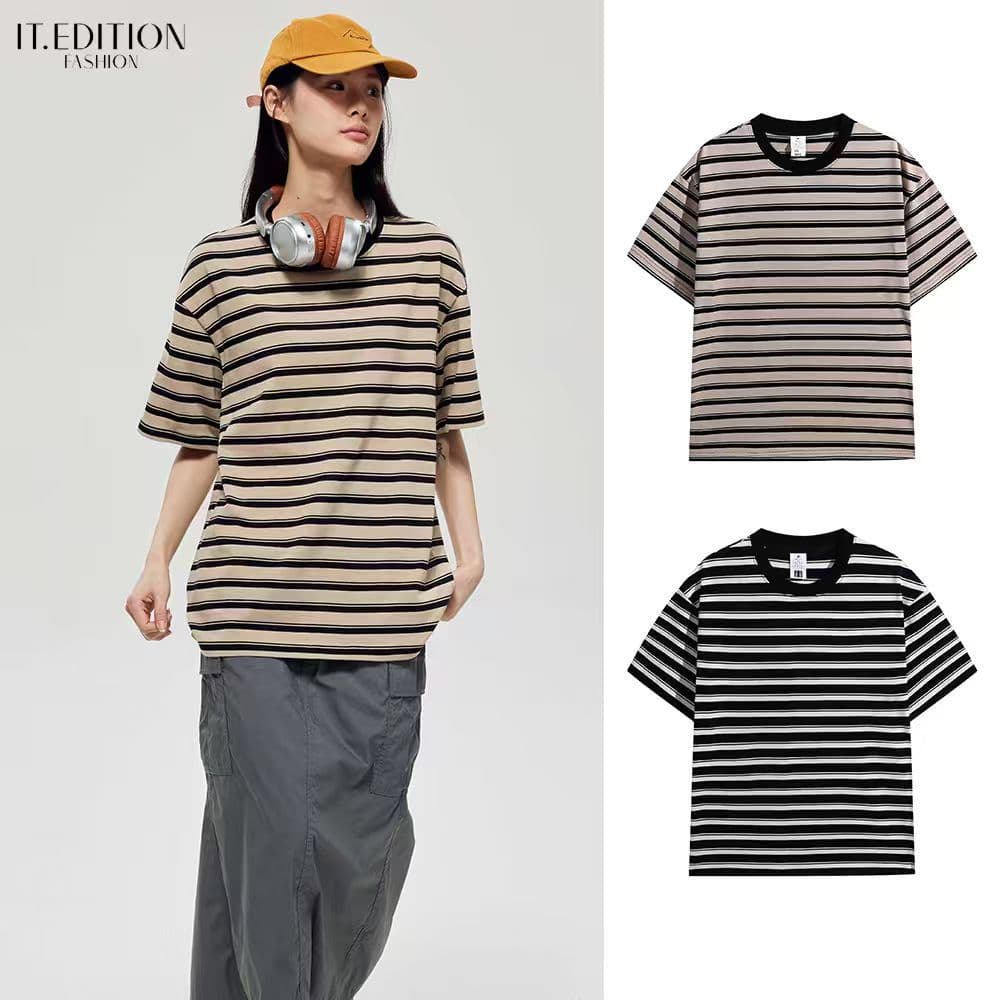 IT EDITION เสื้อยืดลายทางโอเวอร์ไซส์ Unisex ผลิตจากผ้าฝ้ายพรีเมียม คุณสมบัติของเนื้อนุ่มเป็นพิเศษ…