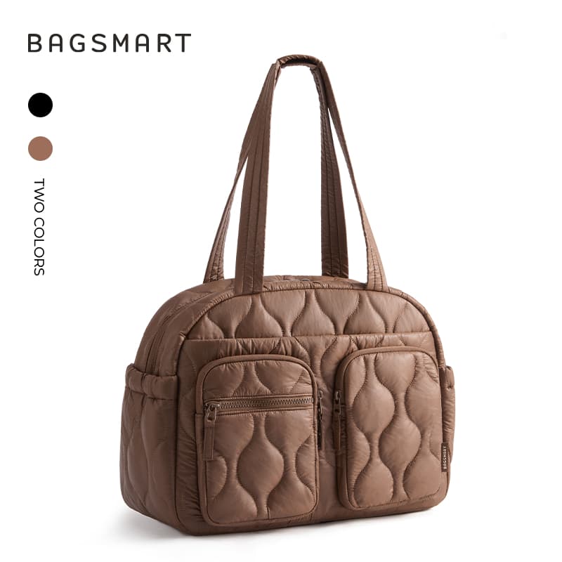 BAGSMART กระเป๋านุ่มนิ่ม Tote Bag กระเป๋าสะพายผู้หญิง กันน้ํา ใส่โน๊ตบุ๊ค 14 นิ้ว ความจุใหญ่ ไปเรียน ทํางาน