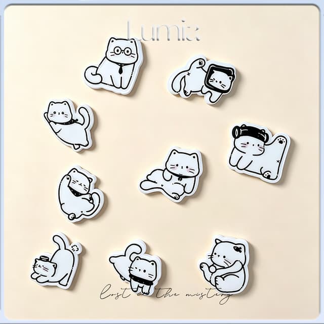 9ชิ้นแมวตู้เย็นแม่เหล็ก/แขวนคณะกรรมการอุปกรณ์ตกแต่ง/เครื่องประดับ3ง/กระดานข้อความ/สติกเกอร์เอกสารสํานักงาน/อาห…