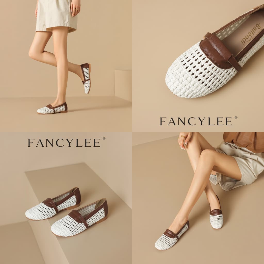 Fancylee รองเท้าโลฟเฟอร์ส้นแบนสําหรับผู้หญิง แบบตาข่ายระบายอากาศ เหมาะสําหรับวันพักผ่อนชายหาด