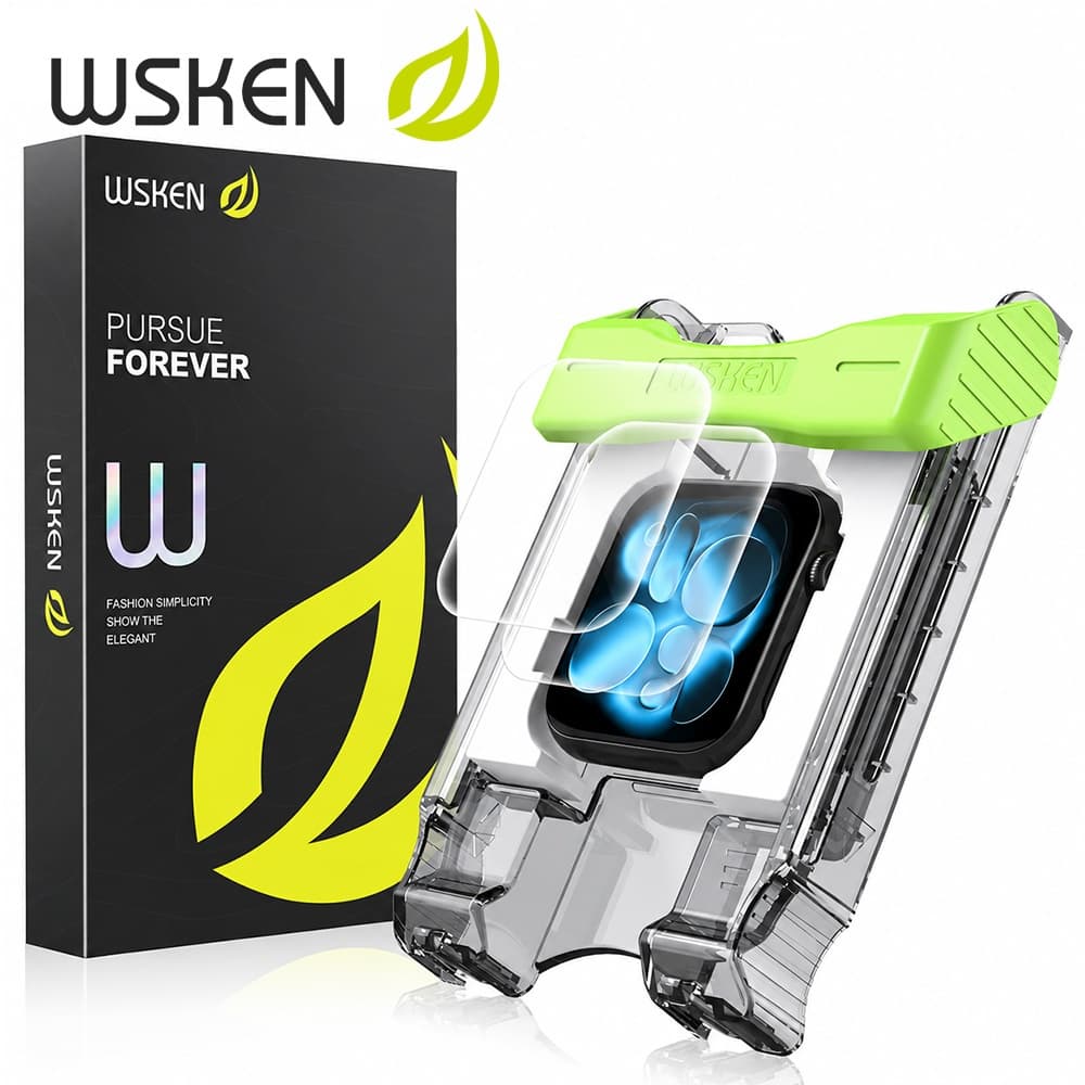 WSKEN ฟิล์ม 2PC สําหรับ iWatch Series 1-12 / SE 1-3 / Ultra 1-3 รวมกล่องติดตั้ง เยื่อไฮโดรเจล กันรอย กันตก…