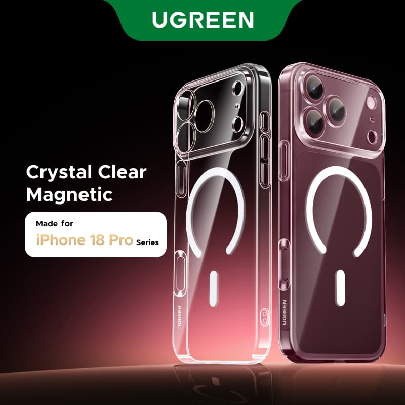 UGREEN เคสโทรศัพท์แม่เหล็กโปร่งใส ป้องกันสีเหลือง เต็มตัว กันรอยนิ้วมือ สําหรับ iPhone 17 Pro Max iPhone18…