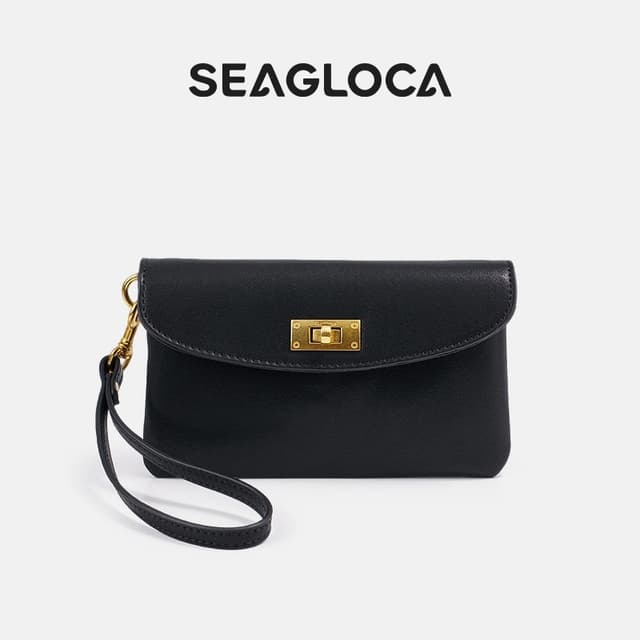 SeaGloca กระเป๋าคลัทช์หนังนุ่มแบบล็อคสไตล์วินเทจสําหรับผู้หญิงไม่มี 00004