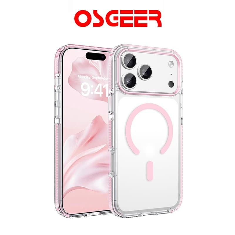 OSGEER โปร่งใส ถุงลมนิรภัย ป้องกันการหล่น กรณีแม่เหล็ก สําหรับ iPhone 18 17 16 15 14 13 12 Pro Max Plus, ใส…