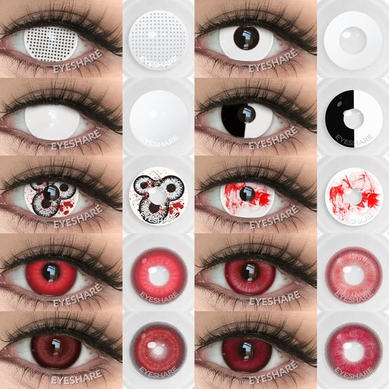 Eyeshare คอนแทคเลนส์ WHITEMESH สีขาว ราย 6 เดือน ลุคปาร์ตี้ฮาโลวีน 14.0มม. ค่าสายตา 0.00 2ชิ้น 1คู่