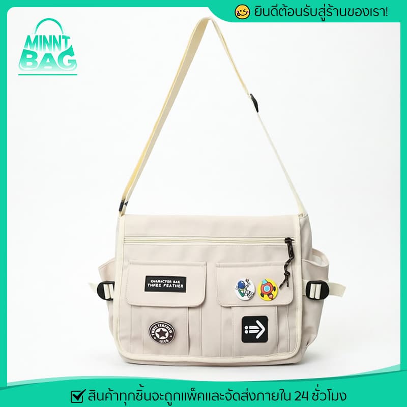 MINNT BAG กระเป๋าสะพายข้างผ้าใบ ผู้ชาย ผู้หญิง สไตล์เกาหลี กระเป๋าเมสเซนเจอร์หลายช่อง放ของได้เยอะ…