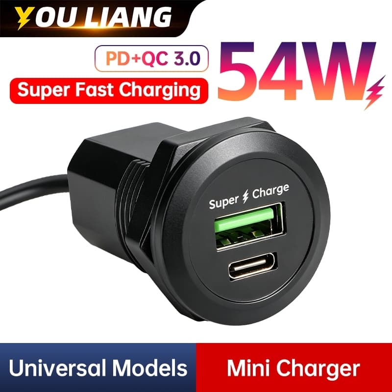 54W 12V RV Type-C USB Power Outlet QC 3.0 พอร์ต Quick Charger Socket Car Charger สําหรับ Marine เรือ ATV…
