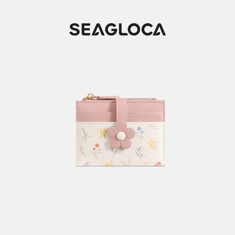 SeaGloca กระเป๋าสตางค์สั้นสําหรับผู้หญิง ดีไซน์ดอกไม้และมาการอง สไตล์ใหม่ 2038