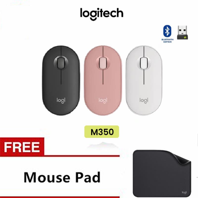 Logitech Pebble M350 Wireless Mouse Bluetooth เพรียวบาง กะทัดรัด สลับได้ 3 อุปกรณ์ ( เมาส์ไร้สาย บลูทูธ…