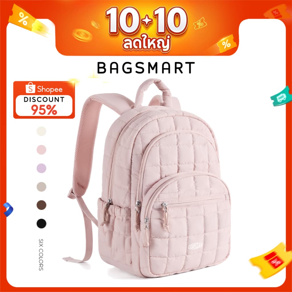 BAGSMART 15.6นิ้ว กระเป๋าเป้ สะพายหลังผู้หญิงสไตล์วิทยาเขตความจุขนาดใหญ่ กระเป๋าสะพายหลัง กันน้ํา Backpack…