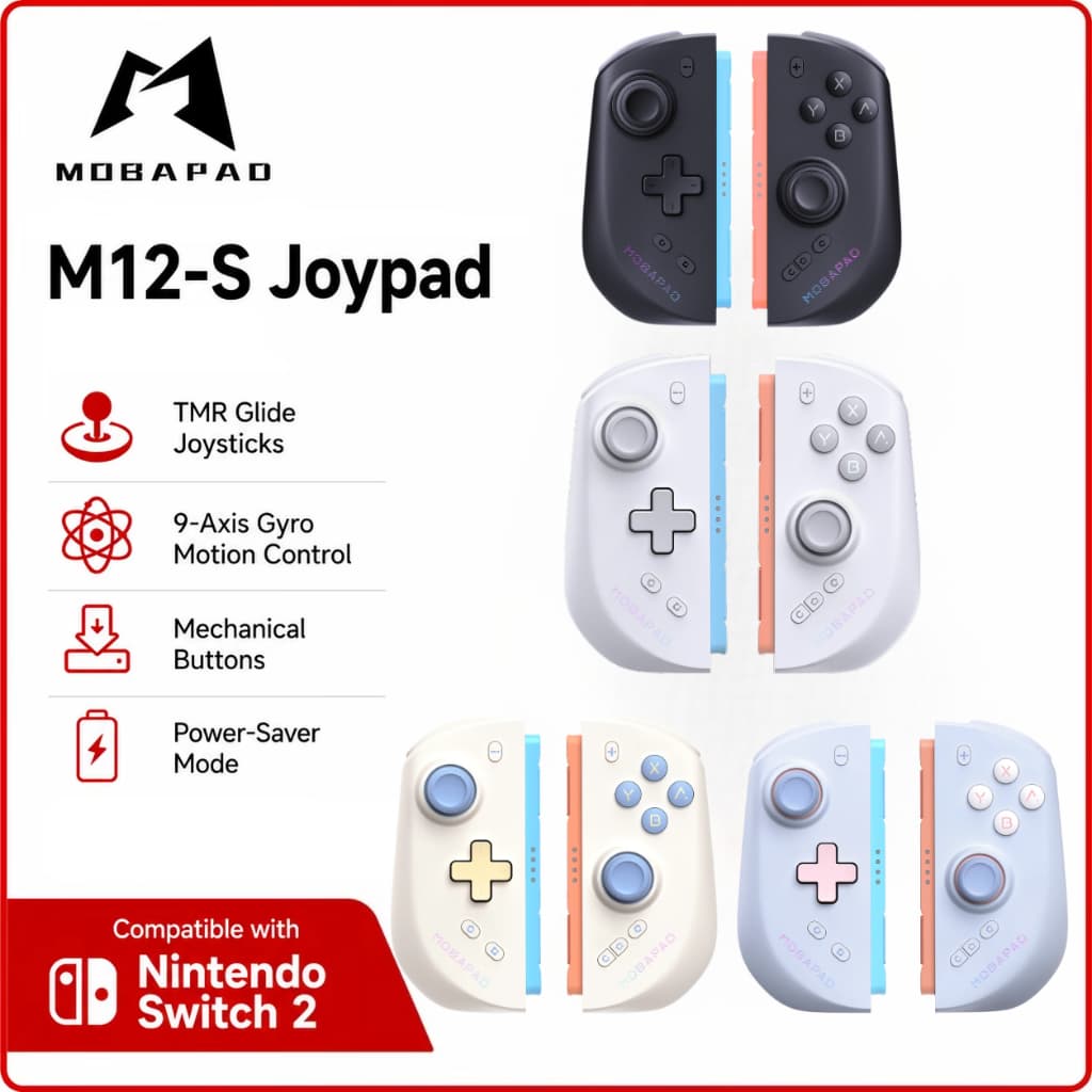 MOBAPAD M12S Switch 2 คอนโทรลเลอร์ Joy Con TMR จอยสติ๊กอากาศไม่มี Drift HD Rumble เกมแพดไร้สายสําหรับ…