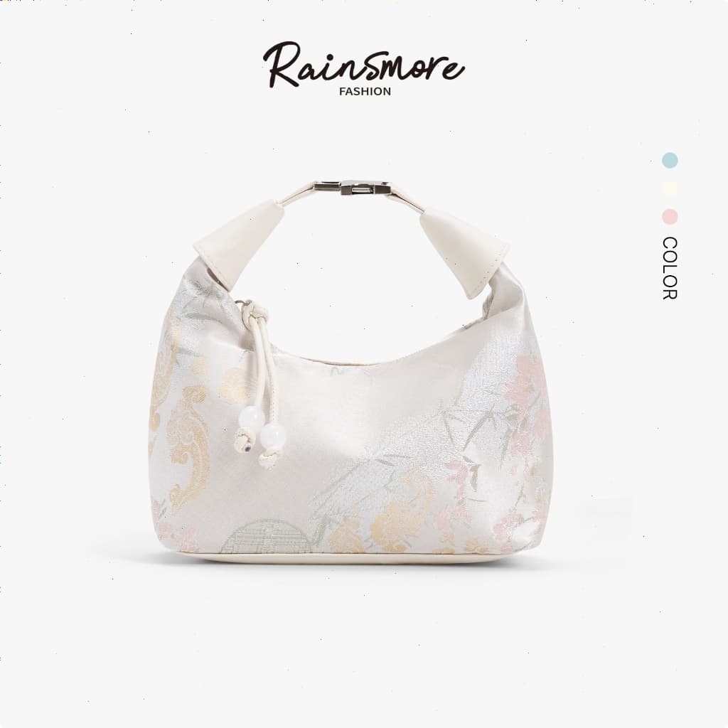 RAINSMORE กระเป๋าสะพายข้างผู้หญิง | ลายปักสไตล์วินเทจ ทรงถังเอกลักษณ์ ดีไซน์ส zipper ตกแต่ง…