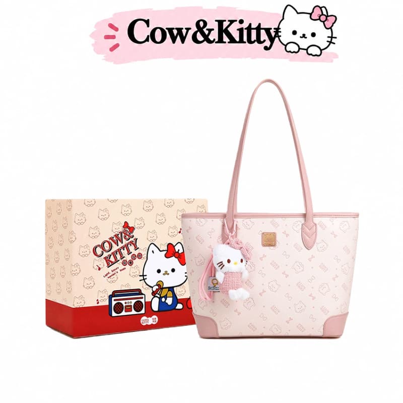 กระเป๋าโทท Cow&Kitty Multifunctional Pink Tote Bag กระเป๋าสะพายสุภาพสตรีความจุขนาดใหญ่ Cute Style Pink…