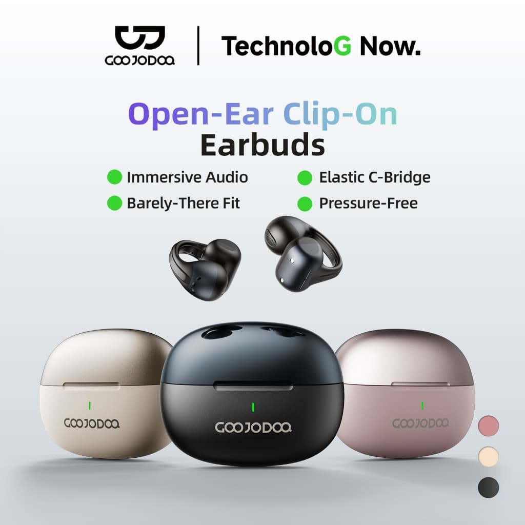 GOOJODOQ หูฟังคลิปหนีบหู Bluetooth การออกแบบที่ไม่บุกรุกตัว C สะพานหู อายุการใช้งานแบตเตอรี่ยาวนาน…