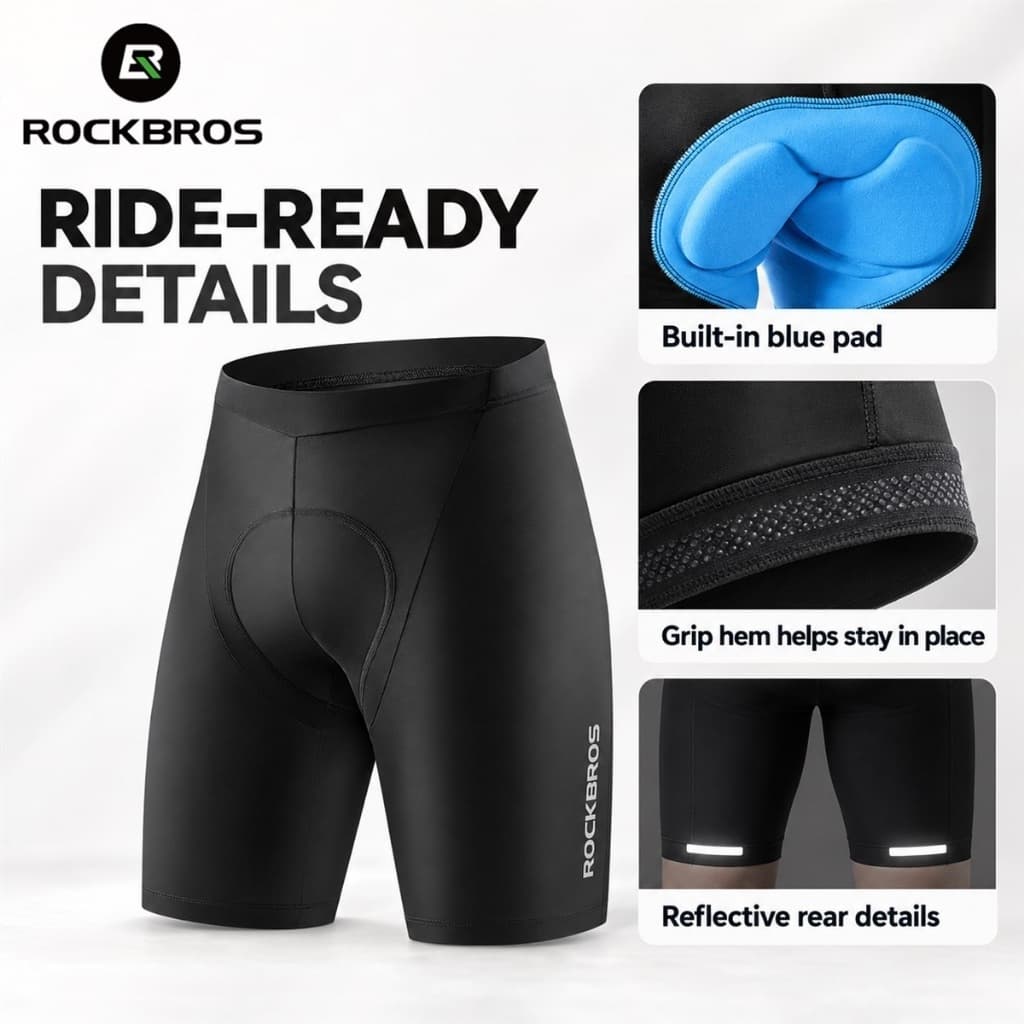 ROCKBROS กางเกงขาสั้น ฟองน้ํา ระบายอากาศ ใส่สบาย สําหรับผู้ชาย เหมาะกับการขี่รถจักรยาน MTB