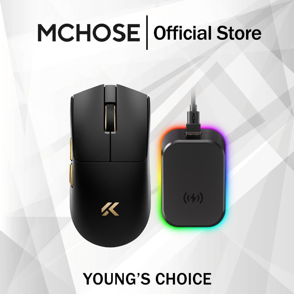 MCHOSE K7 V2 เมาส์เกมมิ่งไร้สาย 8K Polling Rate DPI 50,000 เซนเซอร์ PAW3955 ชิป Nordic 54L สวิตช์ Omron…