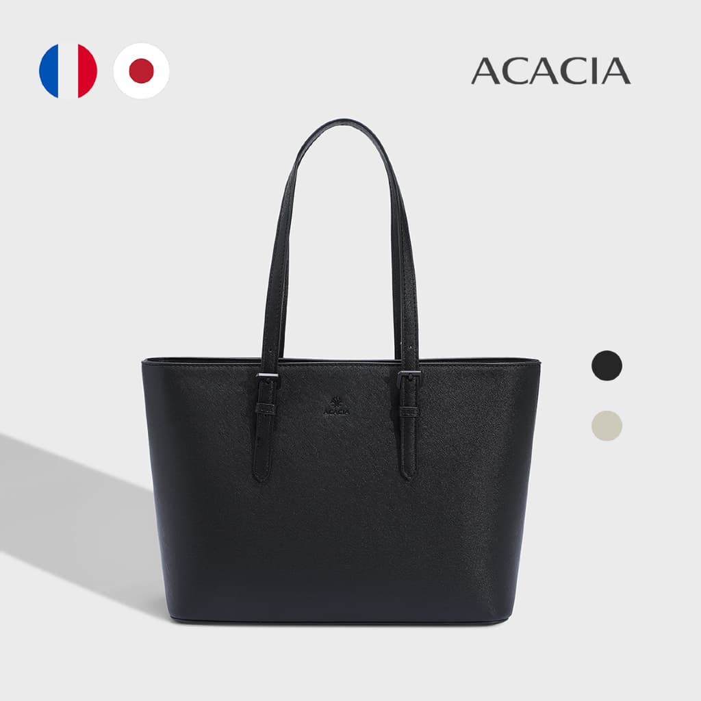 ACACIA Cedar - กระเป๋าทํางานผู้หญิง Tote ใส่โน้ตบุ๊ก 14 นิ้ว A4 หนัง PU ทรงแข็ง