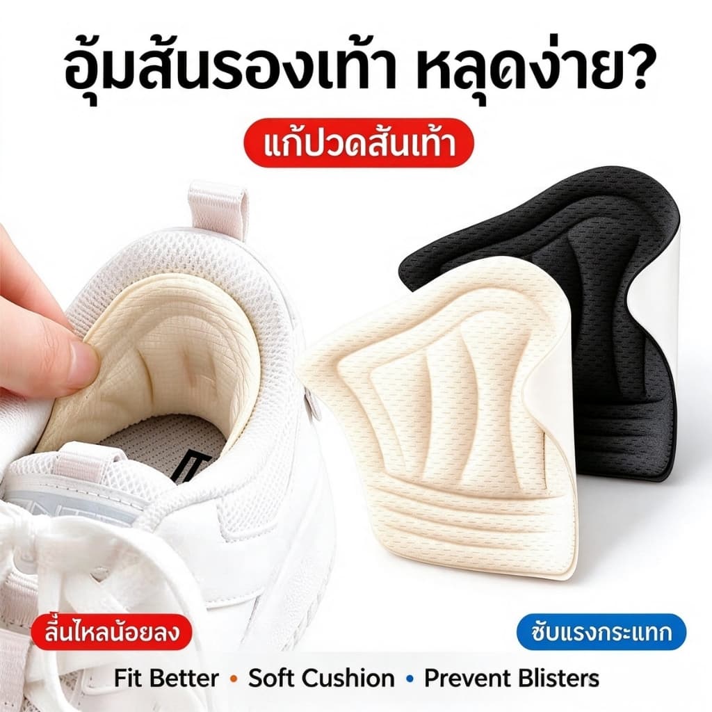 แทรกเบาะส้นเท้าแผ่นส้นเท้ารองเท้าสําหรับรองเท้าใหญ่เกินไป, ที่เติมรองเท้าแบบมีกาวในตัวเพื่อป้องกันการลื่นไถลแล…