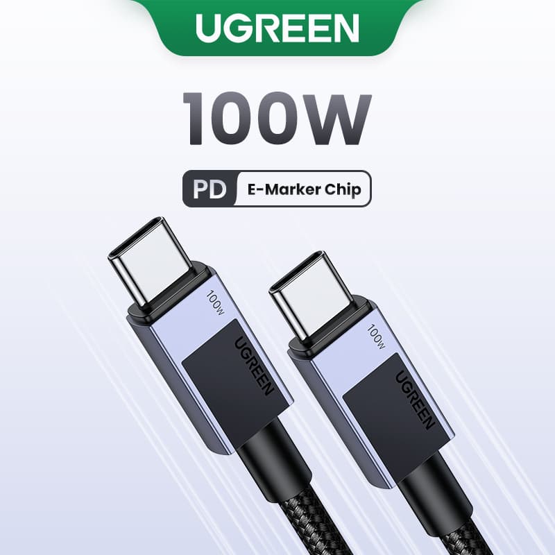 UGREEN PD 100W ประเภท C Fast สายชาร์จ Upgrated E-Marker ชิป USB 3.0 ข้อมูล สําหรับ iPhone 18 Pro Max iPhone…