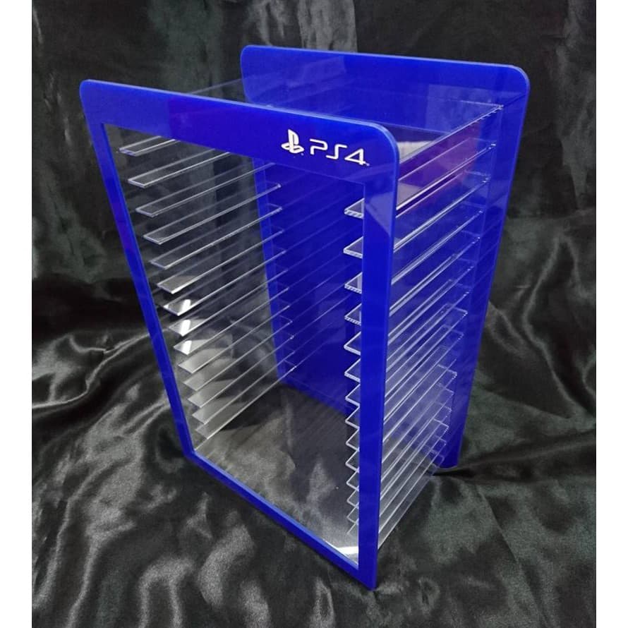 ชั้นวางเกมส์ ps4 แบบ 15 ช่อง อะคริลิคสีน้ําเงินทึบ